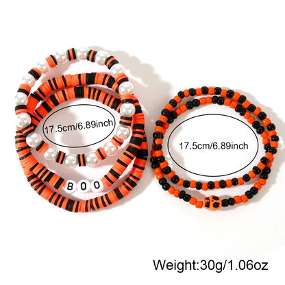 Gothic Beaded Bracelet Stack (5-Piece Set)