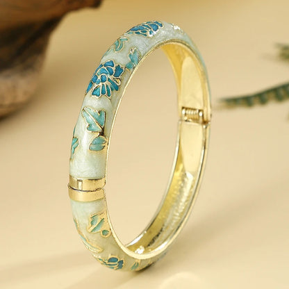 Vintage Cloisonné Flower Bangle
