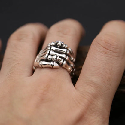 Sterling Silver Gothic Skeleton Hand Ring