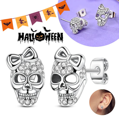 Spooky Charm Sterling Silver Hoop Earrings