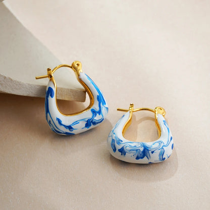 Enamel Flower Hoop Earrings