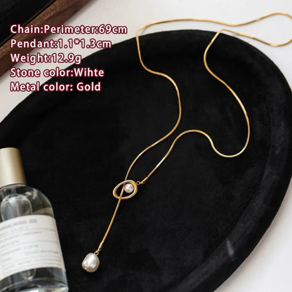 Baroque Pearl Pendant Long Necklace