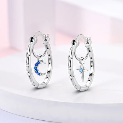 Star & Moon Hoop Earrings