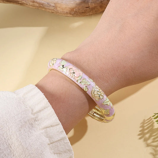 Vintage Cloisonné Flower Bangle