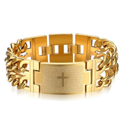 Men's Heavyweight Cuban Link Cross Bracelet