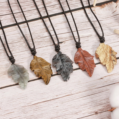 Natural Stone Leaf Pendant