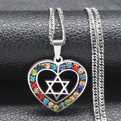 Star of David Heart Pendant Necklace