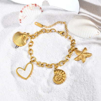 Boho Chic Conch Shell Charm Bracelet