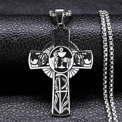 Stainless Steel Halo Cross Necklace
