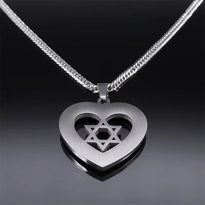 Star of David Heart Pendant Necklace