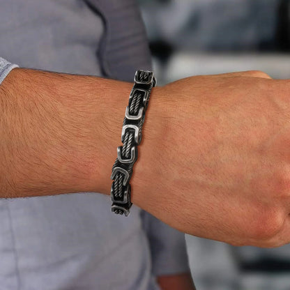 8mm Retro Grey Byzantine Chain Bracelet