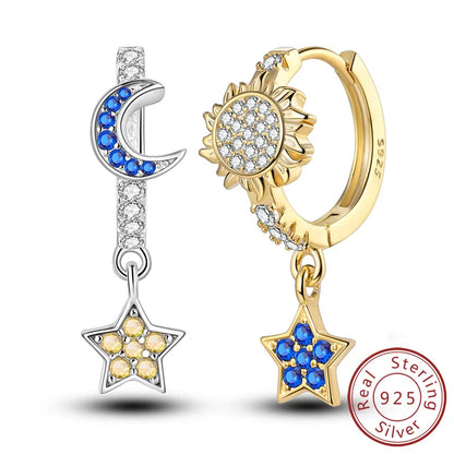 Star & Moon Hoop Earrings