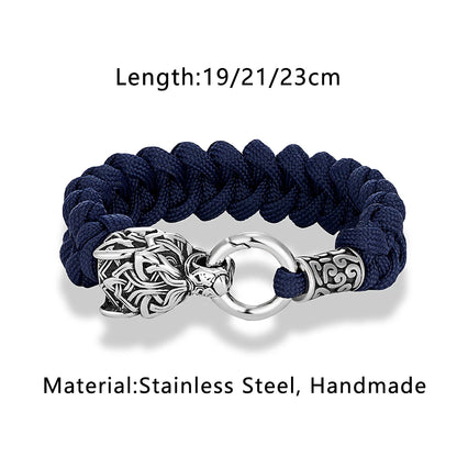 Viking Runic Wolf Head Bracelet
