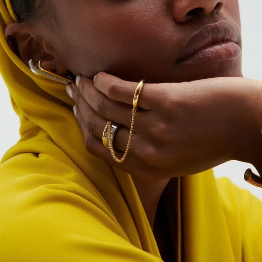 Double Layer Chain Tassel Ring