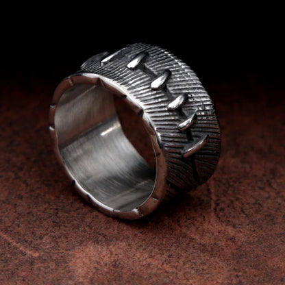 Gothic Suture Stitch Steel Ring