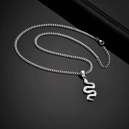 Snake Pendant Cuban Chain Necklace