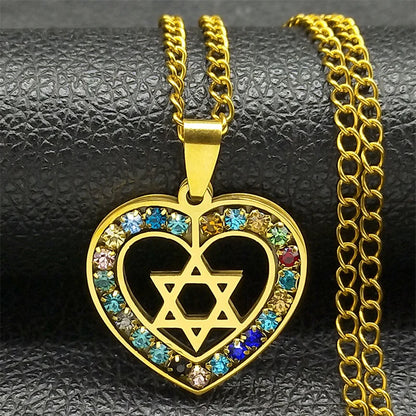 Star of David Heart Pendant Necklace