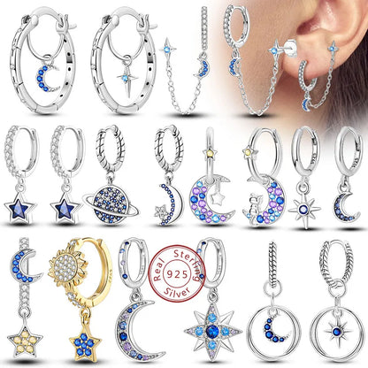 Star & Moon Hoop Earrings