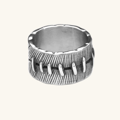 Gothic Suture Stitch Steel Ring