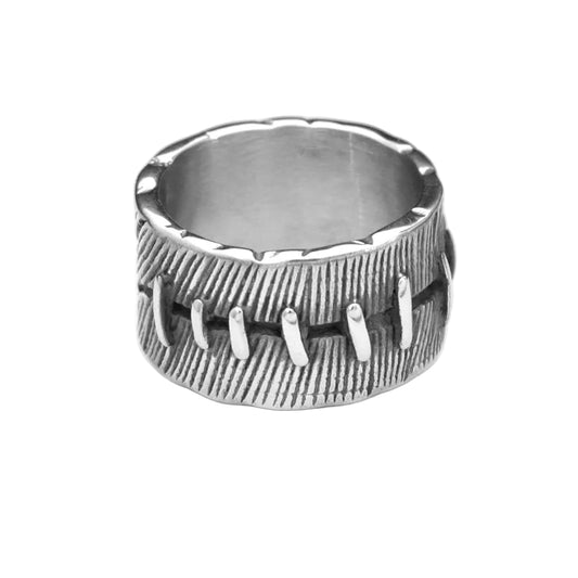 Gothic Suture Stitch Steel Ring