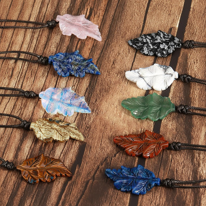 Natural Stone Leaf Pendant