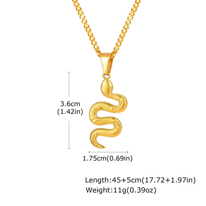 Snake Pendant Cuban Chain Necklace