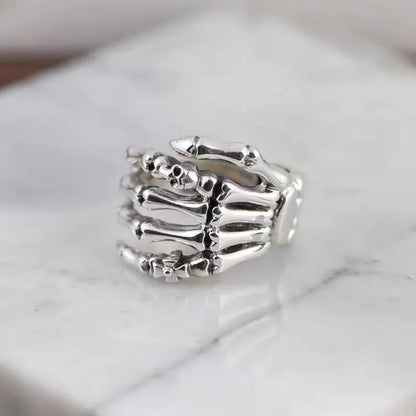 Sterling Silver Gothic Skeleton Hand Ring