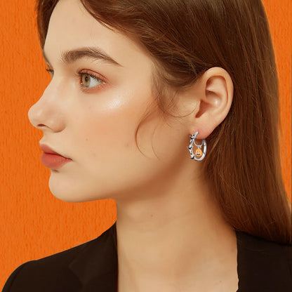 Spooky Charm Sterling Silver Hoop Earrings