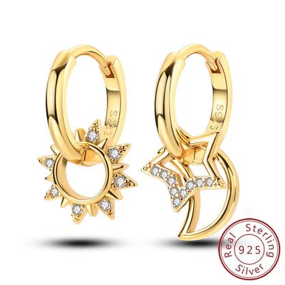 Star & Moon Hoop Earrings