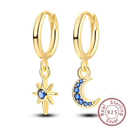 Star & Moon Hoop Earrings