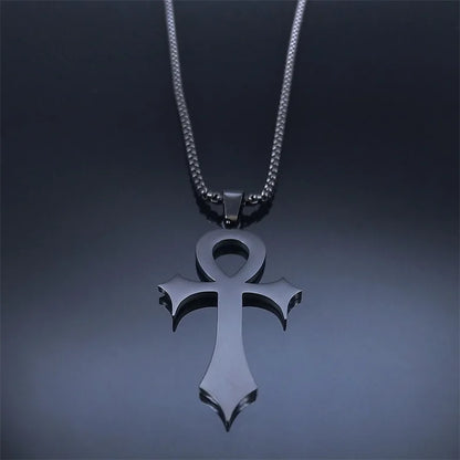 Black Ankh Amulet Necklace