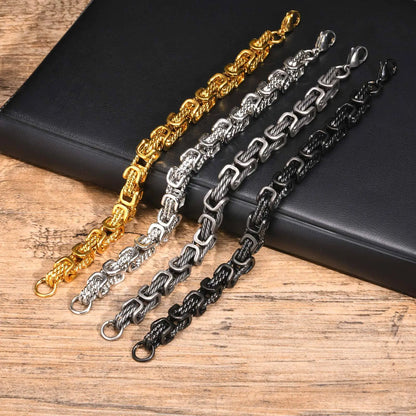 8mm Retro Grey Byzantine Chain Bracelet