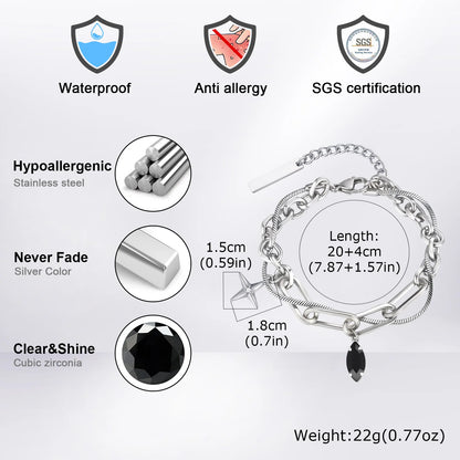 Schlangen- und Büroklammerkettenarmband im Lagenlook