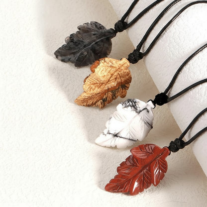 Natural Stone Leaf Pendant
