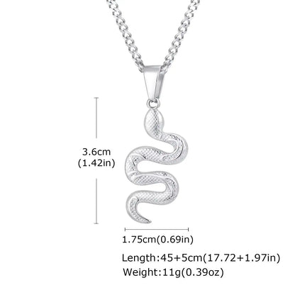 Snake Pendant Cuban Chain Necklace