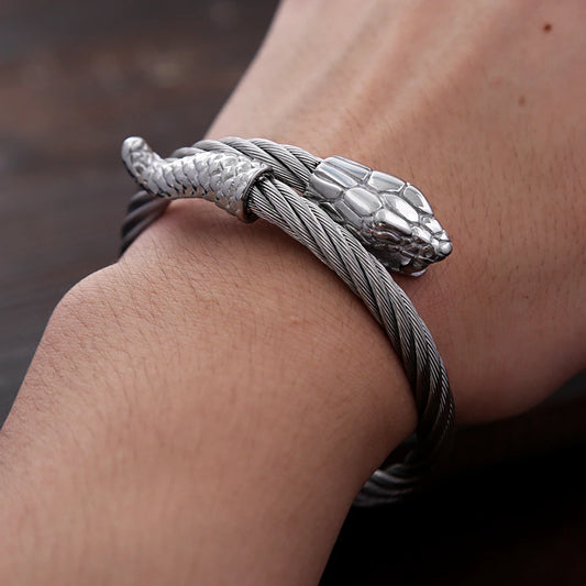 Offenes Manschettenarmband im Retro-Schlangen-Design