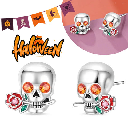 Spooky Charm Sterling Silver Hoop Earrings