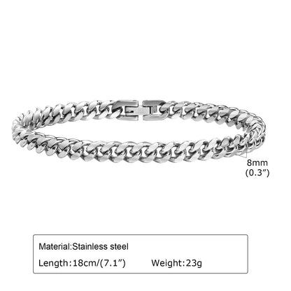 Massives kubanisches Gliederarmband (6–12 mm)