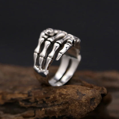 Sterling Silver Gothic Skeleton Hand Ring
