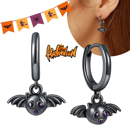 Spooky Charm Sterling Silver Hoop Earrings