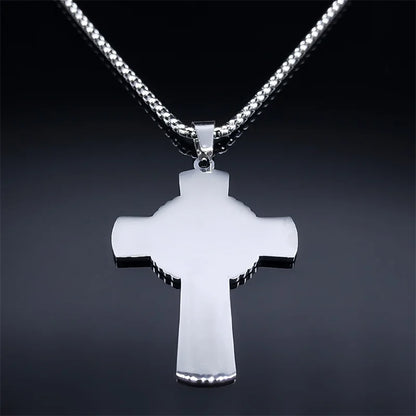 Stainless Steel Halo Cross Necklace