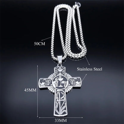 Stainless Steel Halo Cross Necklace