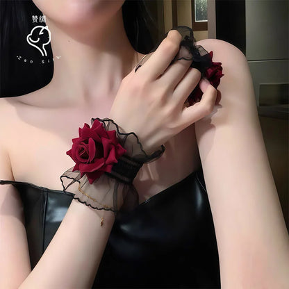 Gothic Rose Lace Wrist Cuffs