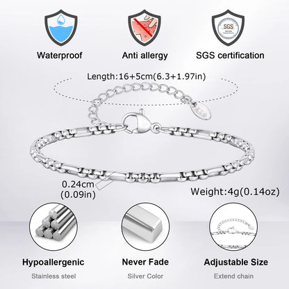 Minimalistisches 2,4 mm großes Panzerkettenarmband