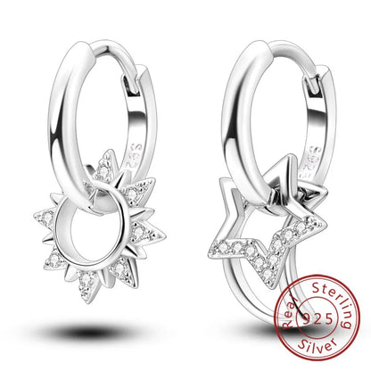 Star & Moon Hoop Earrings