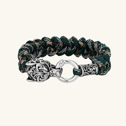 Viking Runic Wolf Head Bracelet