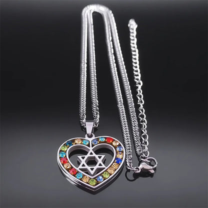 Star of David Heart Pendant Necklace