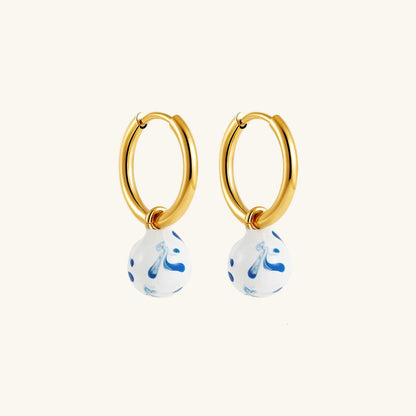 Enamel Flower Hoop Earrings