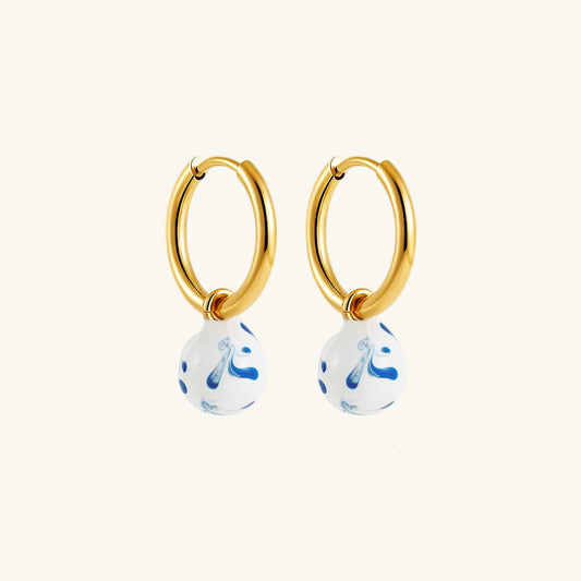 Enamel Flower Hoop Earrings