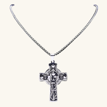 Stainless Steel Halo Cross Necklace